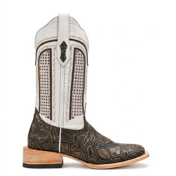 Tan Safari Hand Tooled – Square Toe